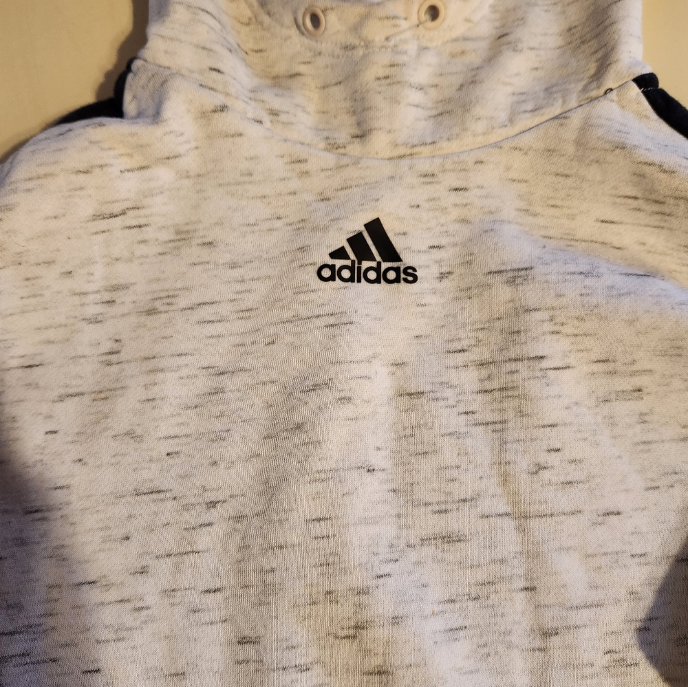 Unisex Adidas Grey Hooded Sweatshirt - Picture 2 of 4